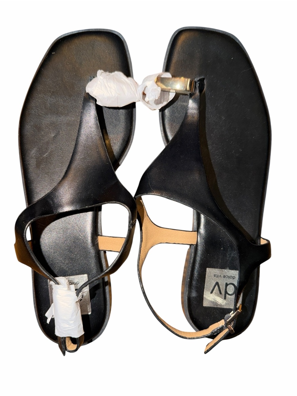DV Dolce Vita  T-Strap Black Sandals with Ankle Buckle Size 9.5